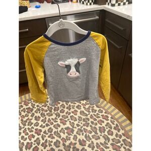 Mini Boden cow appliqué, long sleeve‎ boy shirt size 3-4